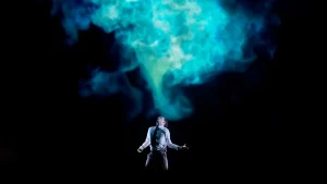 A cloud of supernatural smoke hovers above the young Henry Creel. Photograph: Manuel Harlan